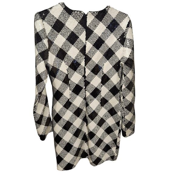 NEW Veronica Beard sequin black white checkered shift dress size 4 - Picture 2 of 4